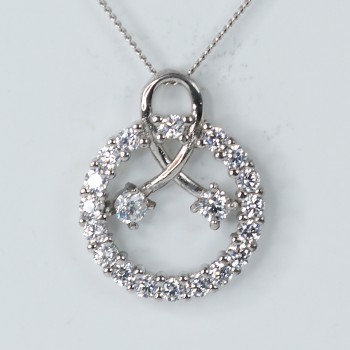 Sterling SIlver/CZ Open Circle Pendant and Chain